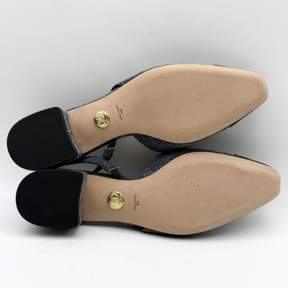 Veronica Beard Womens Cecile Denim Cap Toe Slingback Heel US 8 M Blue Black NWOB - Picture 11 of 13